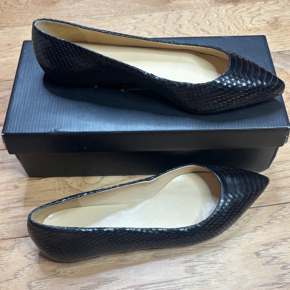 Talbots Nelli Flats Women 8.5 Blackstone Black Snakeskin Pointed Toe NELLI3E-M - Picture 12 of 13